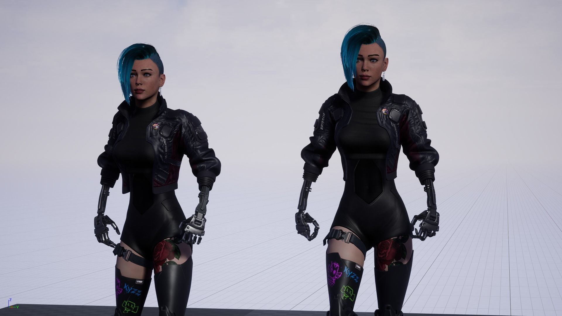 Cyberpunk Girl 4 - Game - Ready Low-poly 3D model_17