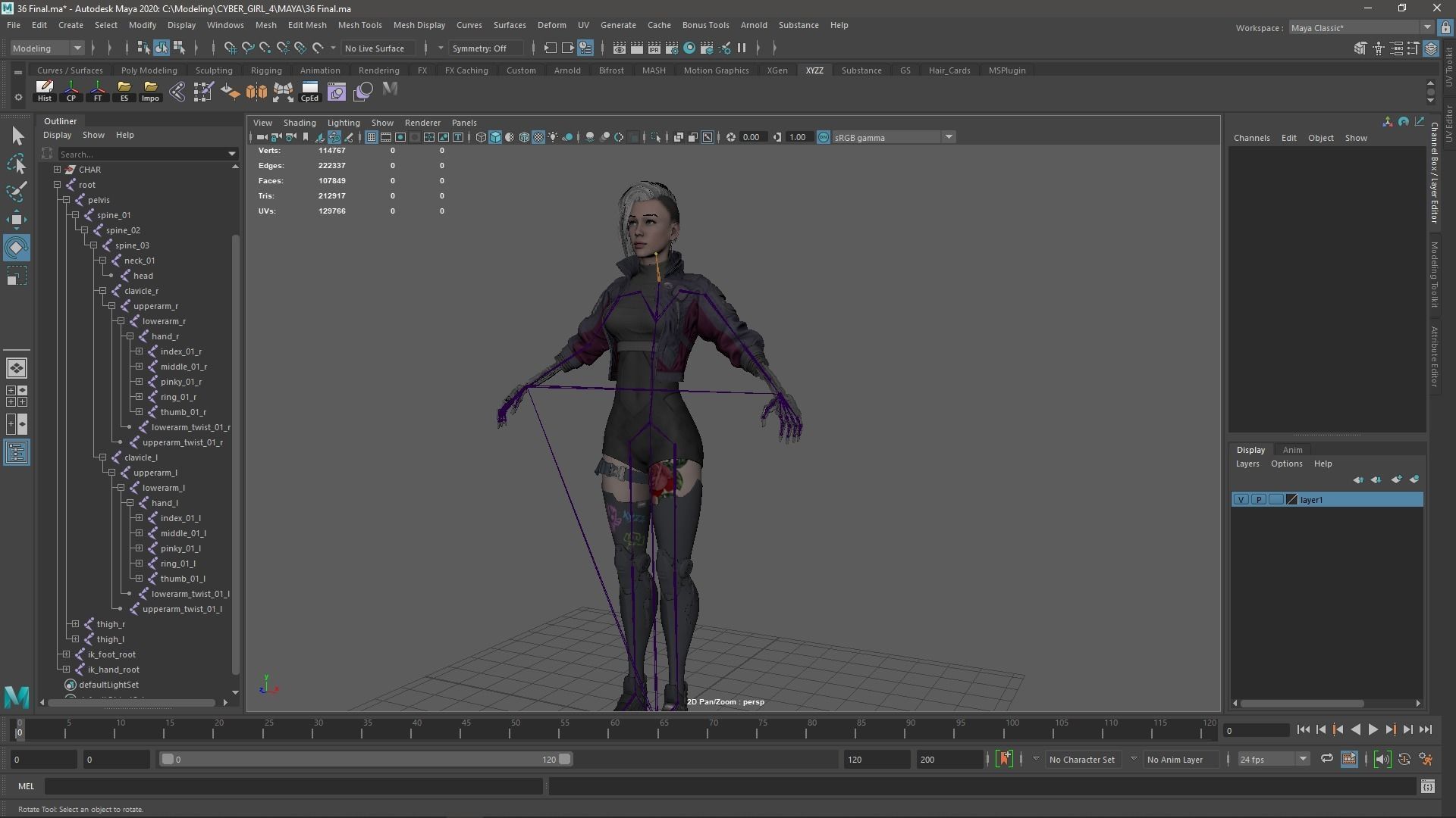 Cyberpunk Girl 4 - Game - Ready Low-poly 3D model_14