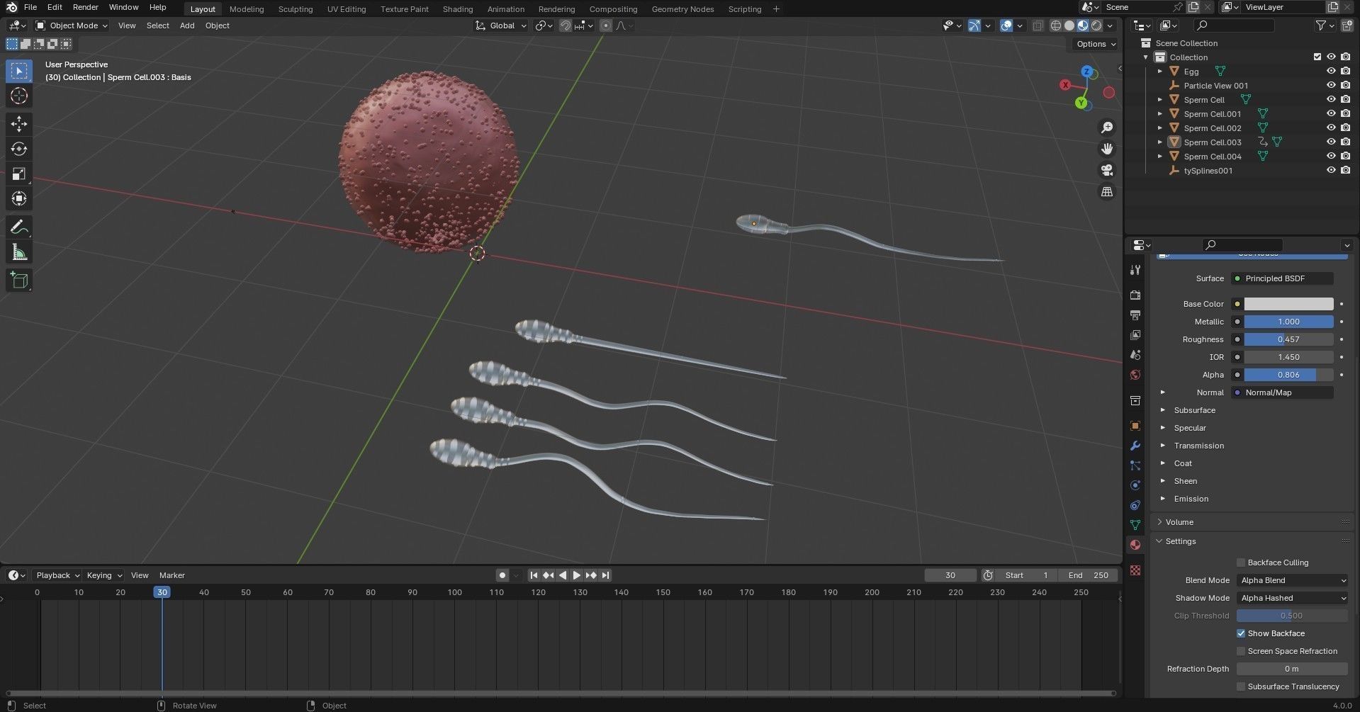 Sperm Cell  With  Egg   Low-poly 3D model_9