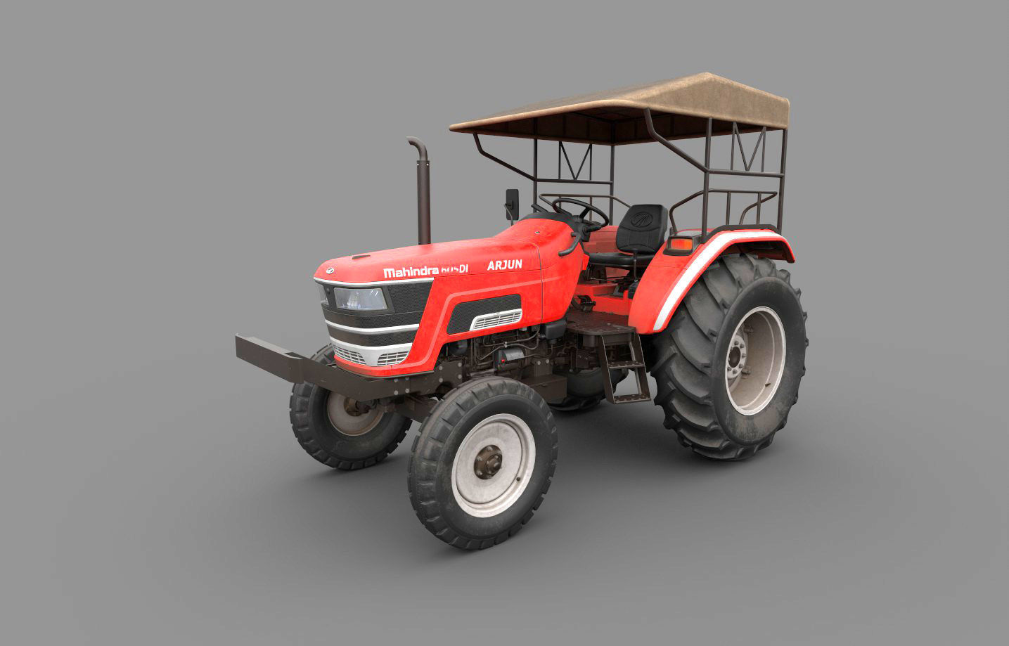 Mahindra 605 DI Tractor with attachments 3D model_6