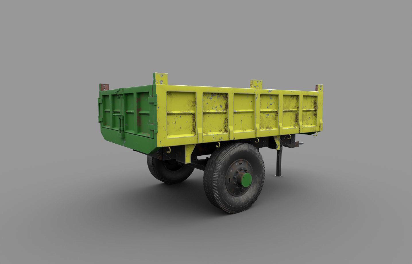 Mahindra 605 DI Tractor with attachments 3D model_12