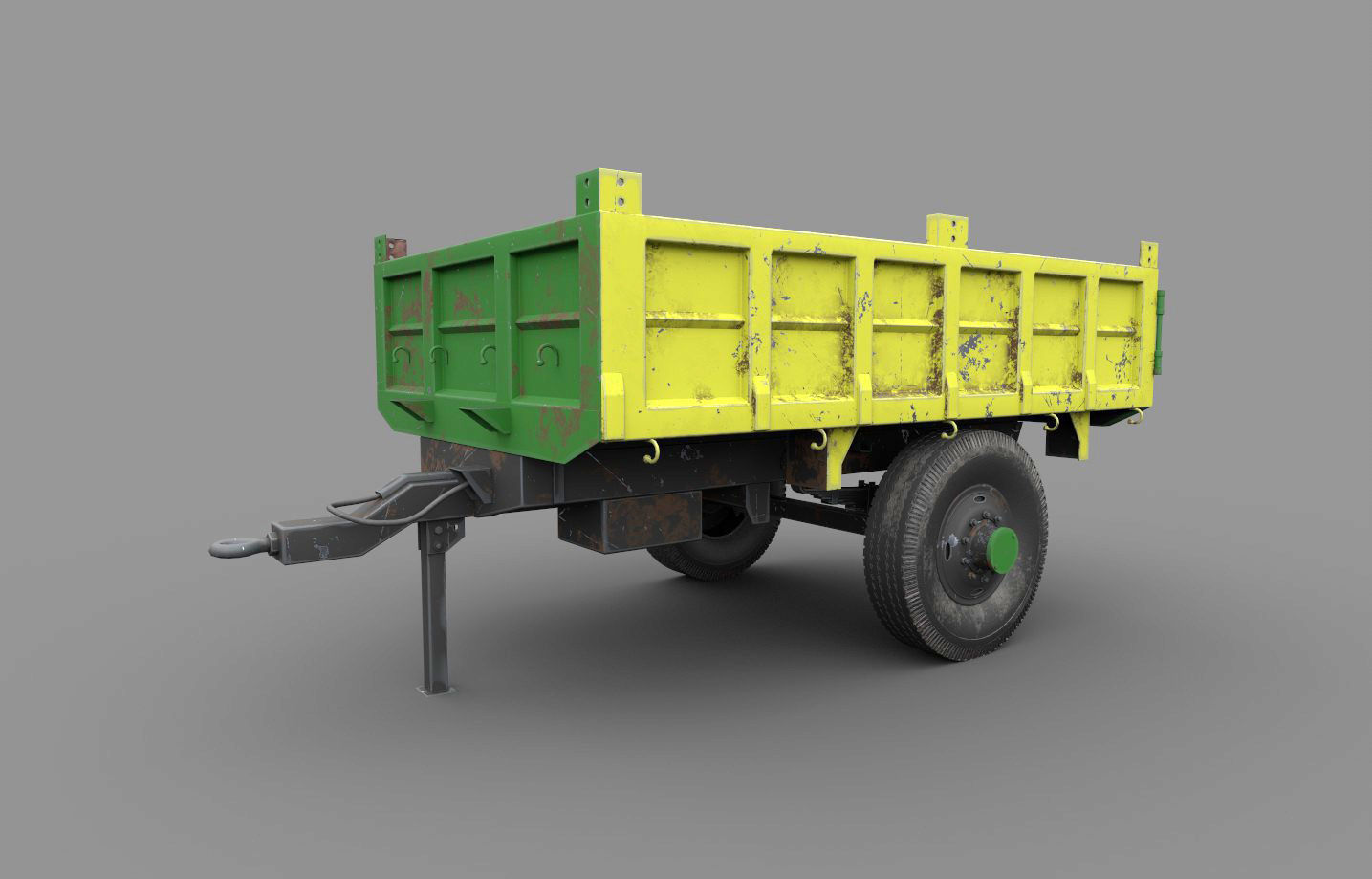 Mahindra 605 DI Tractor with attachments 3D model_11