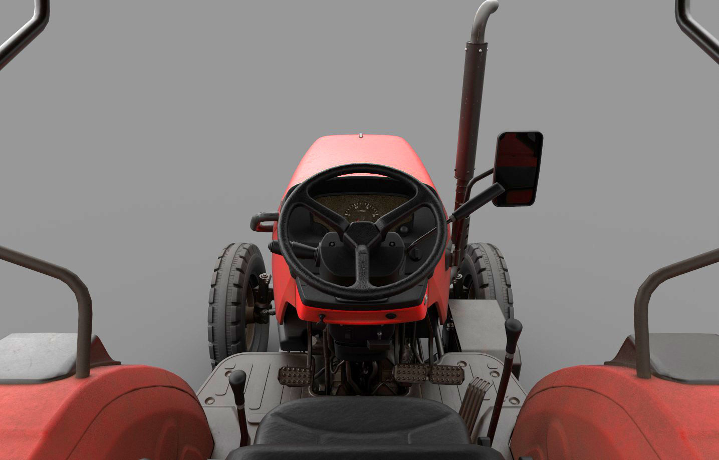 Mahindra 605 DI Tractor with attachments 3D model_10