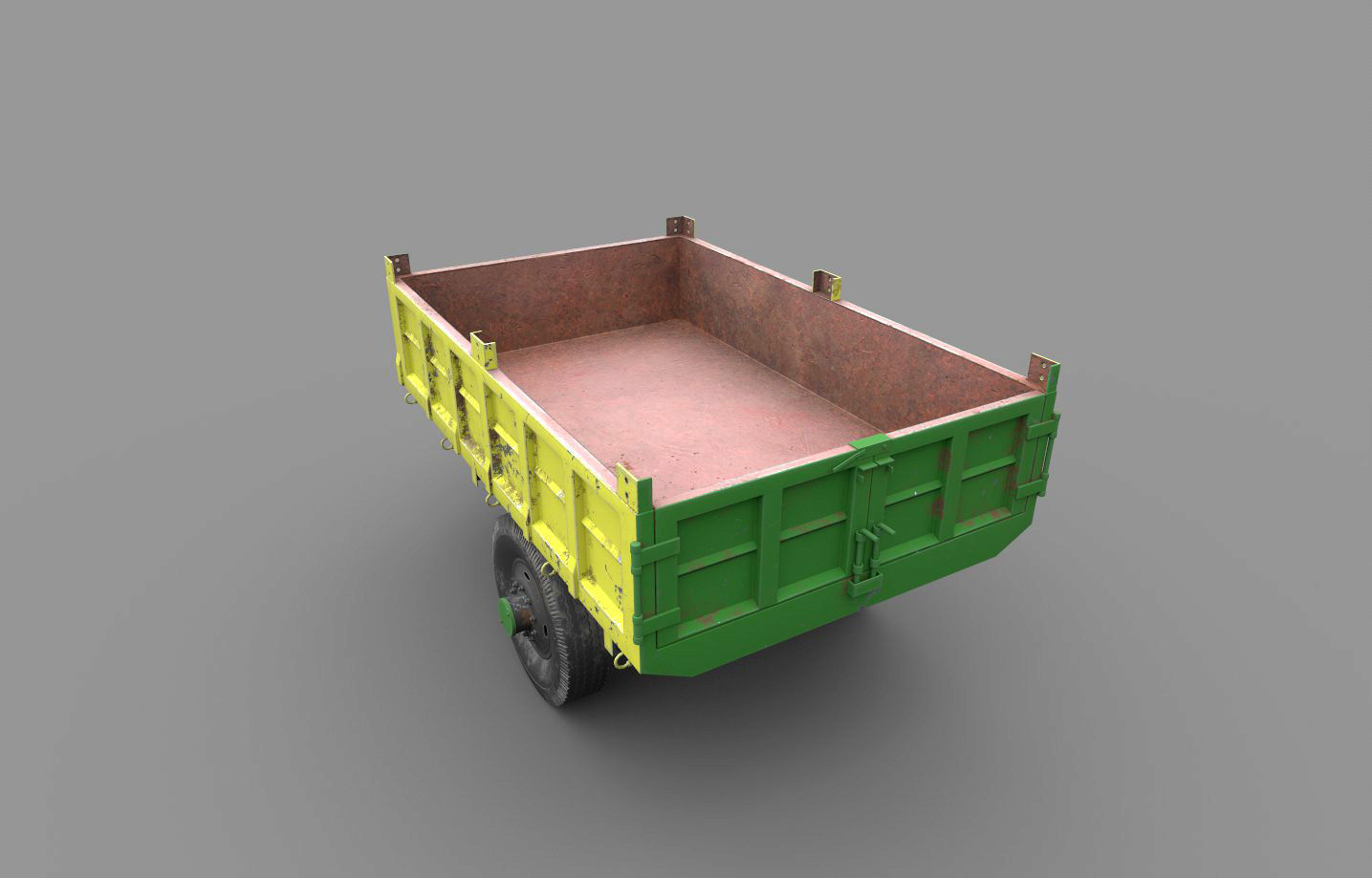 Mahindra 605 DI Tractor with attachments 3D model_13