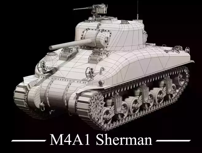 M4A1 Early Production Sherman - BaseMesh 3D model