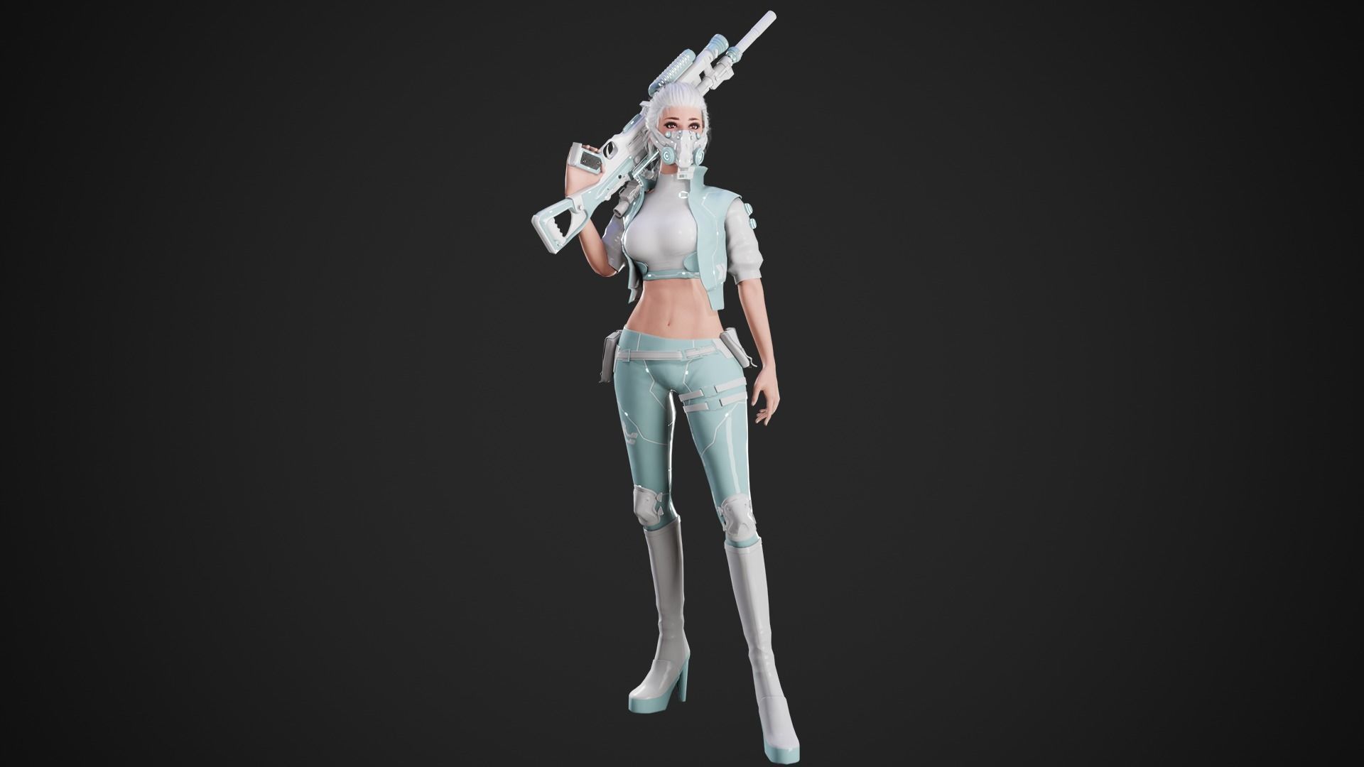 Cyberpunk NYX Robot Low-poly 3D model_12