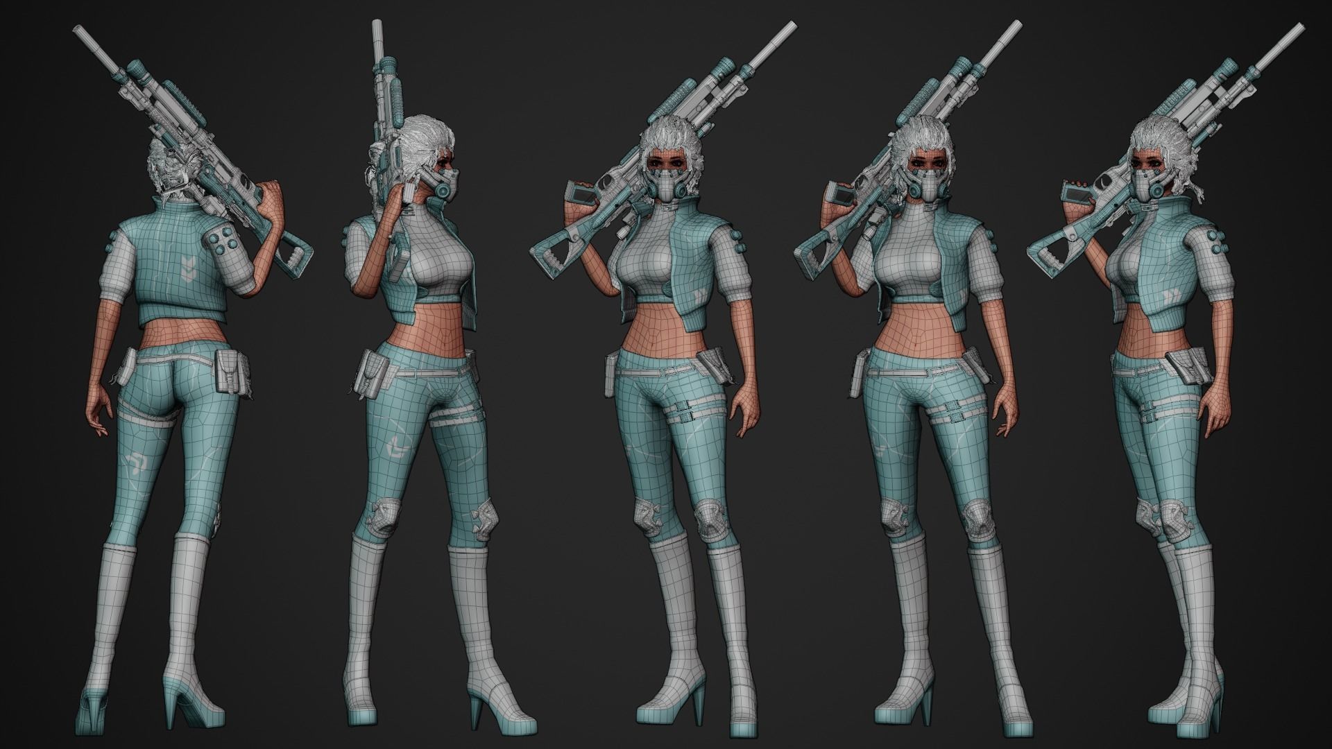 Cyberpunk NYX Robot Low-poly 3D model_16