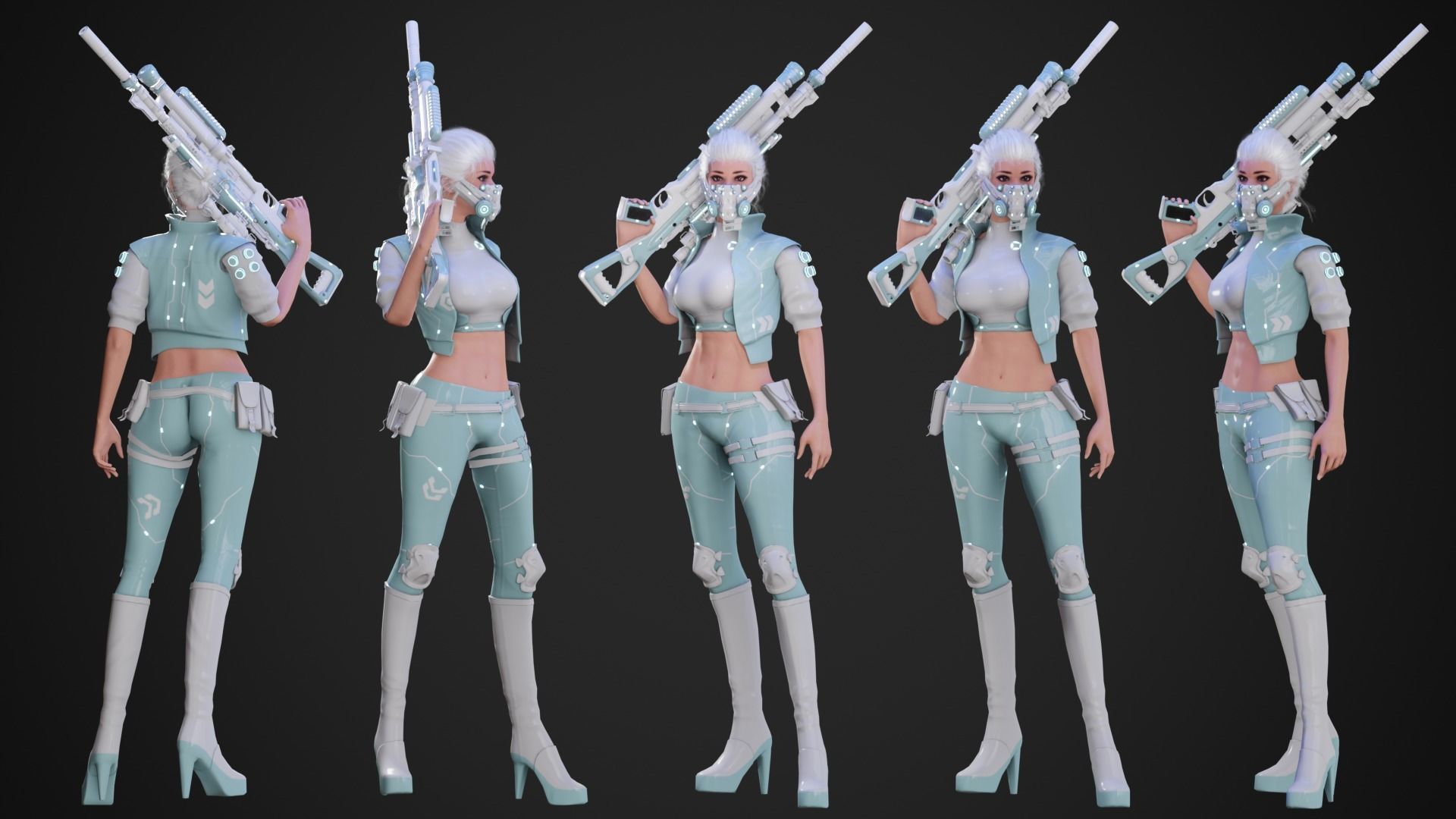 Cyberpunk NYX Robot Low-poly 3D model_15