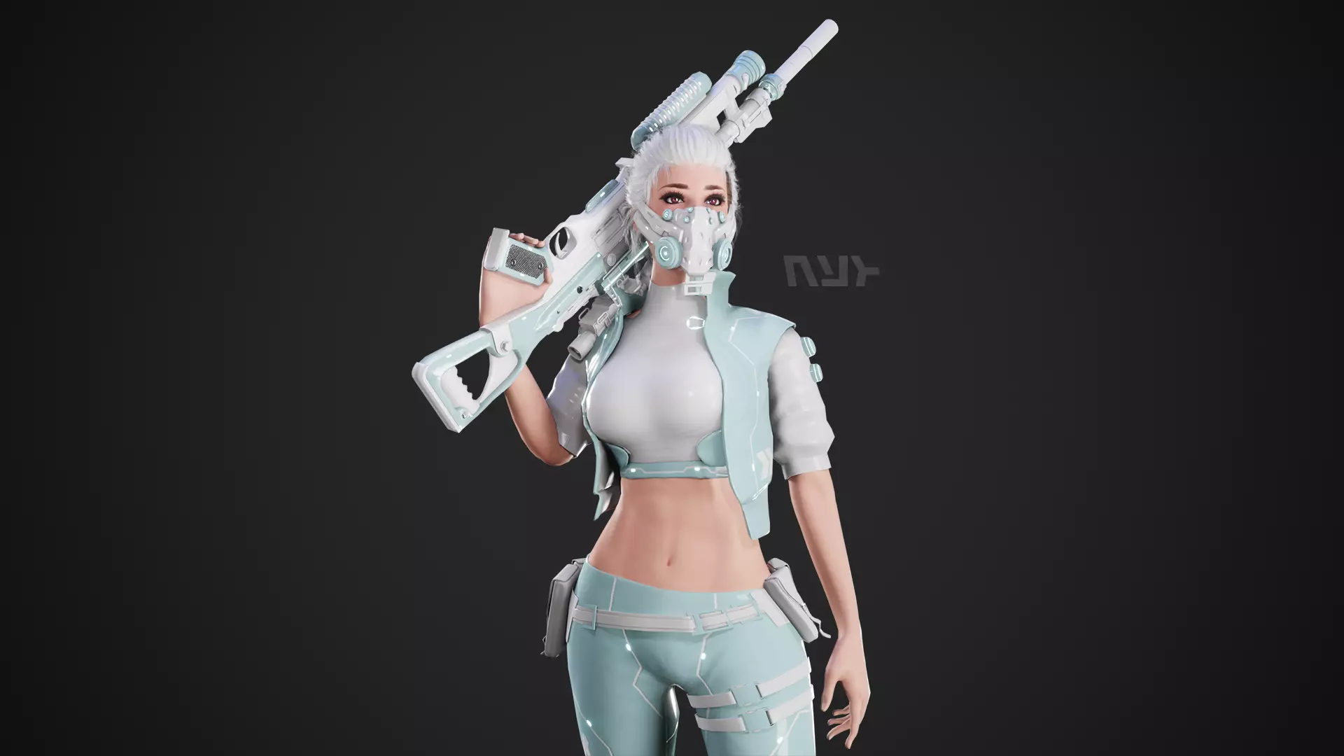 Cyberpunk NYX Robot Low-poly 3D model_0