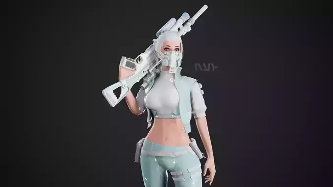 Cyberpunk NYX Robot Low-poly 3D model