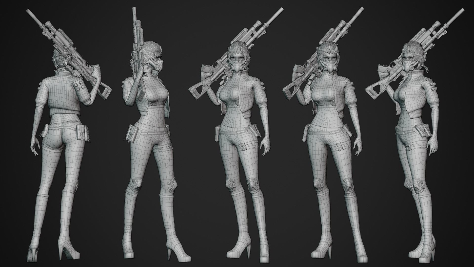 Cyberpunk NYX Robot Low-poly 3D model_17