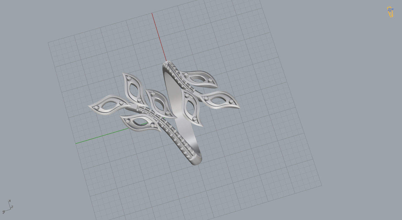 Leaf Ring 3D print model_15