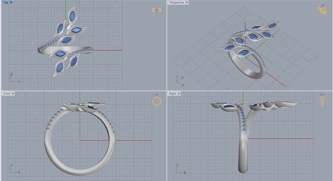 Leaf Ring 3D print model_8