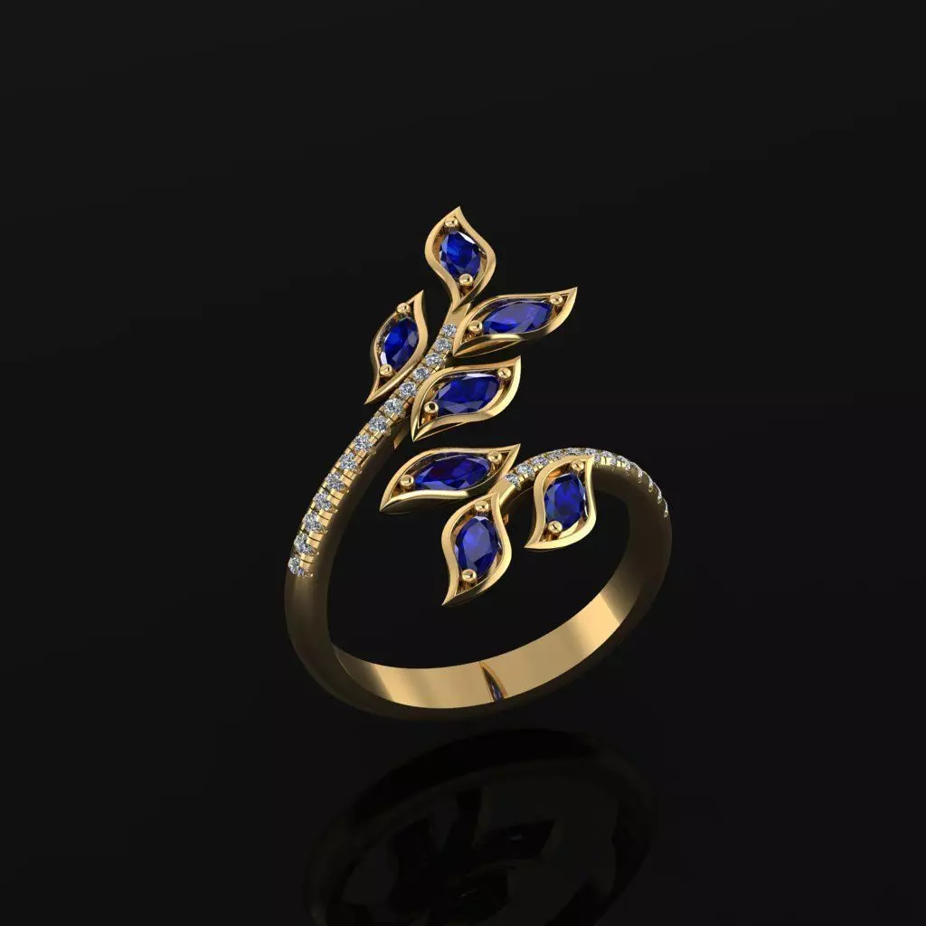 Leaf Ring 3D print model_0
