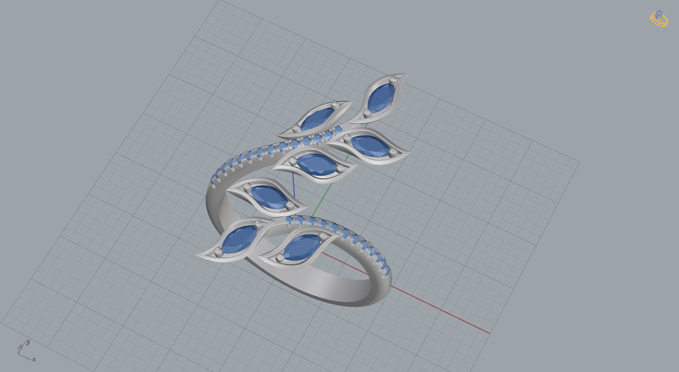 Leaf Ring 3D print model_11