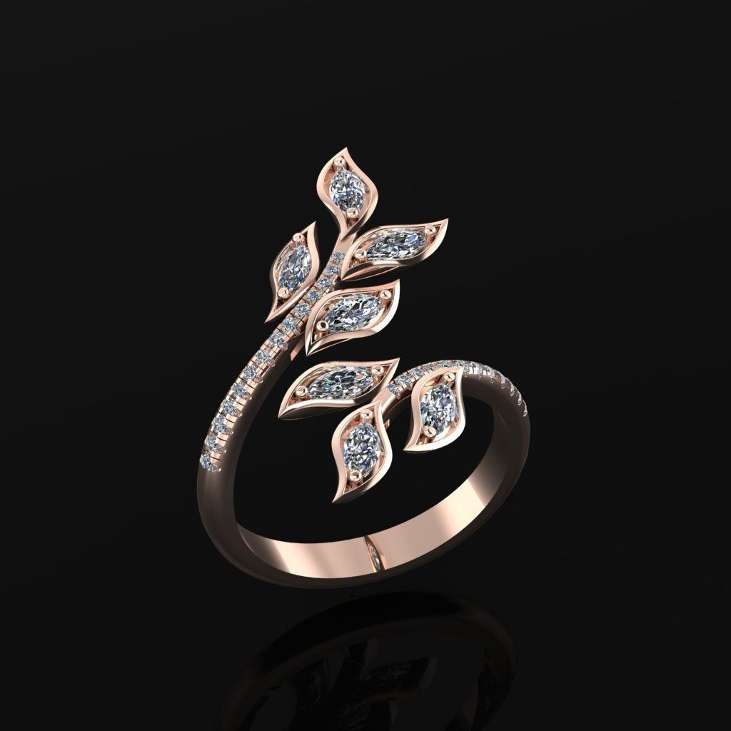 Leaf Ring 3D print model_3