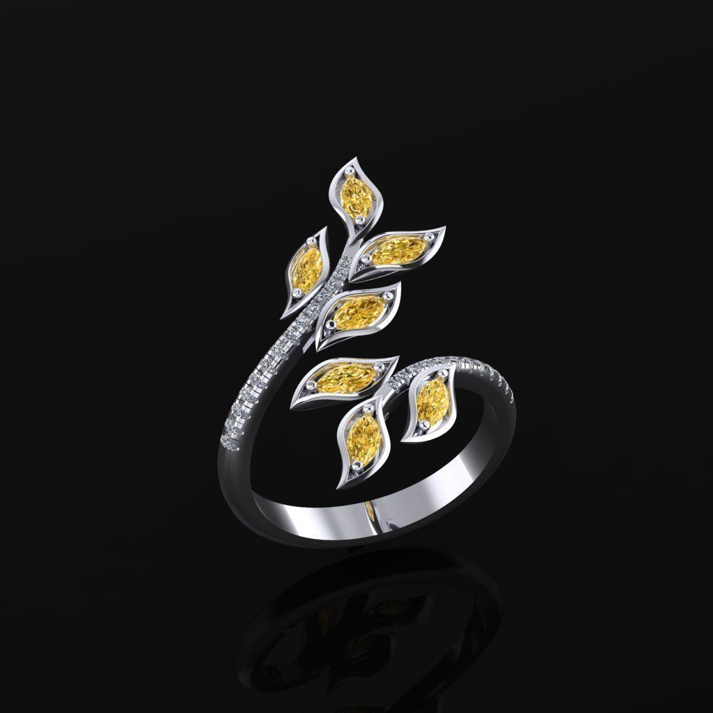 Leaf Ring 3D print model_4