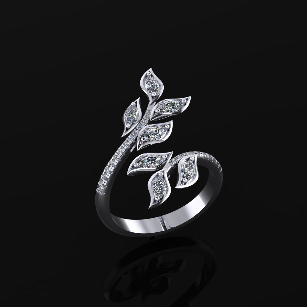 Leaf Ring 3D print model_1