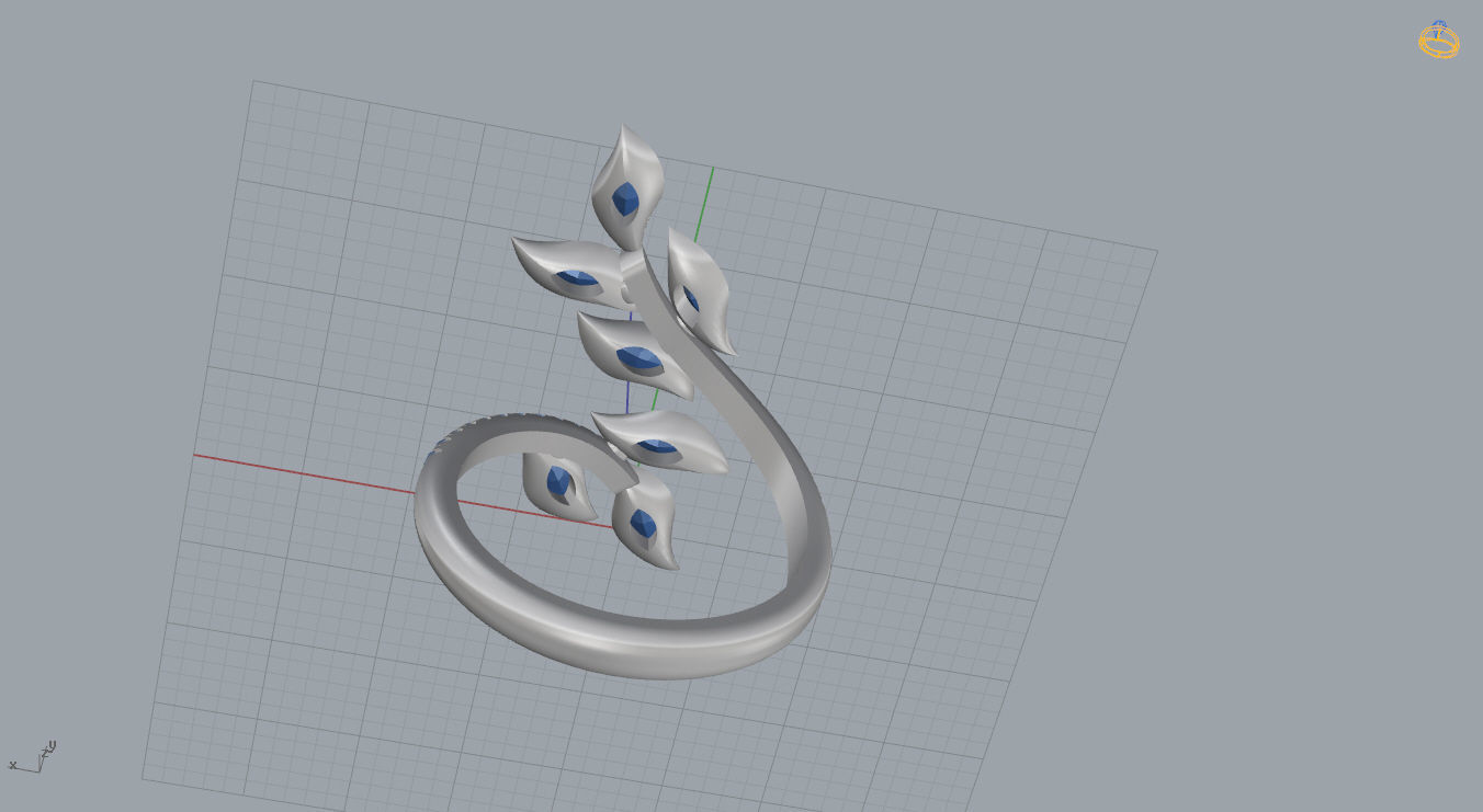 Leaf Ring 3D print model_14