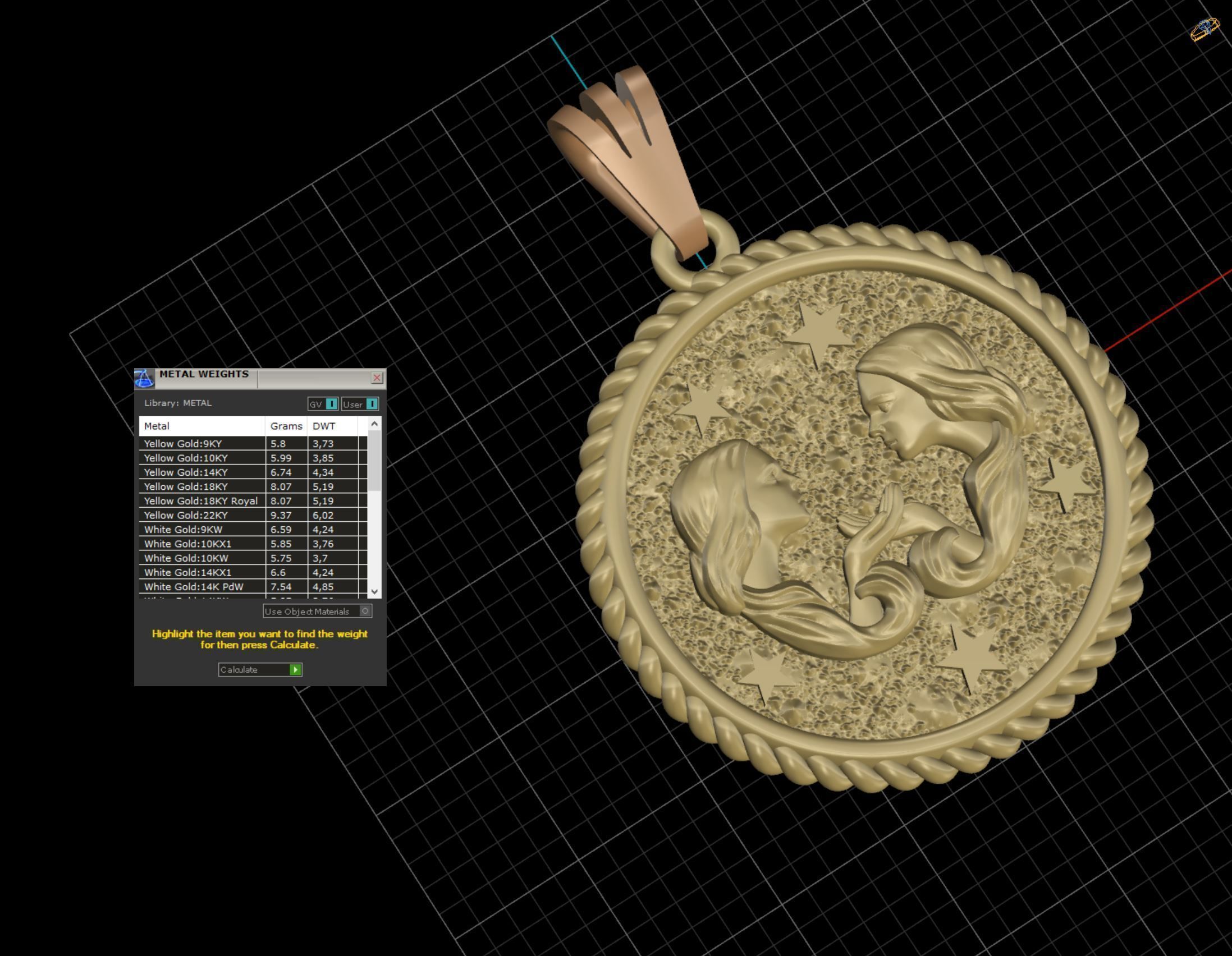 Horoscope Gemini twins pendant 3D print model_17