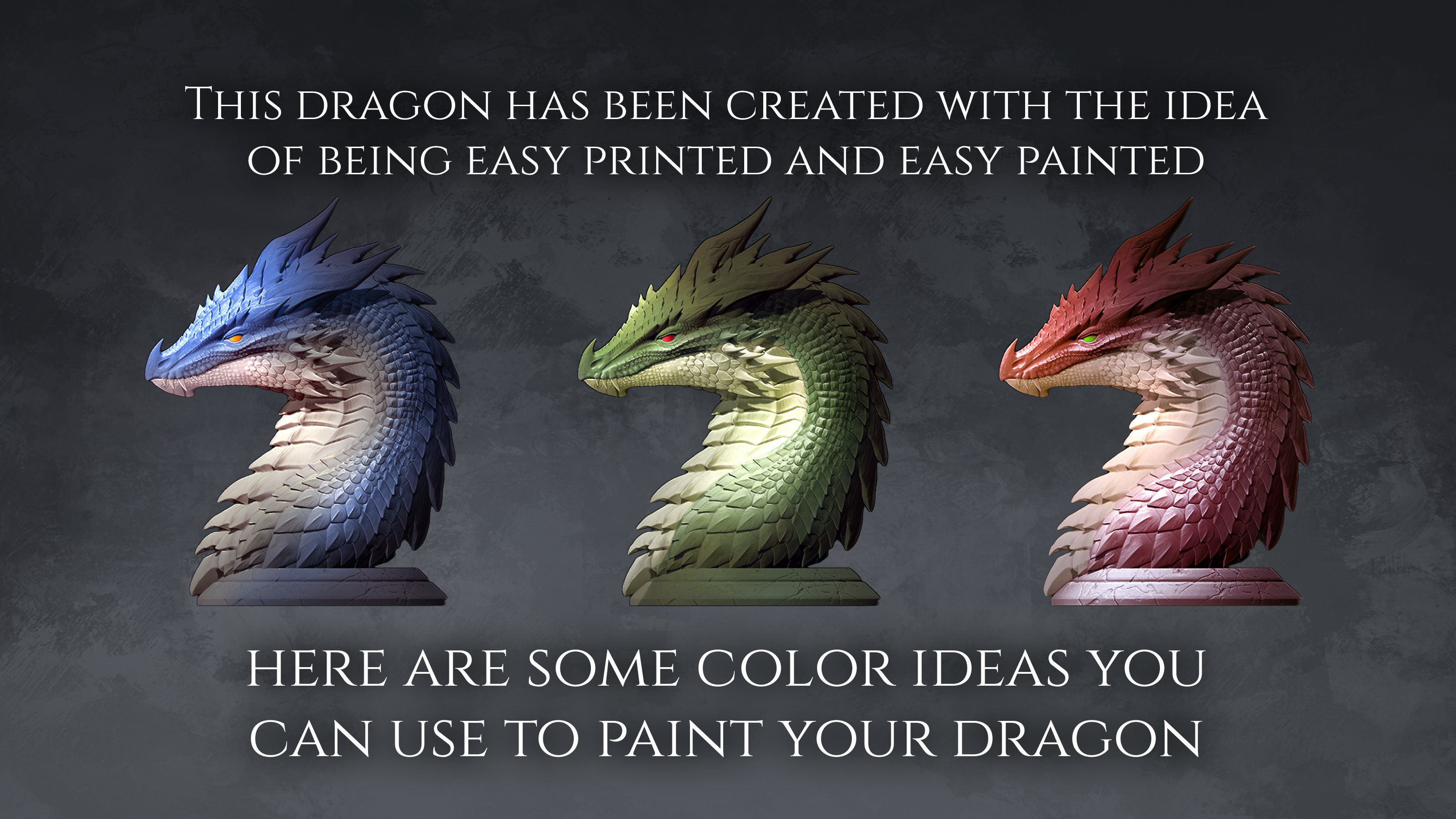 Blue Dragoness bust STL 3D print model_3