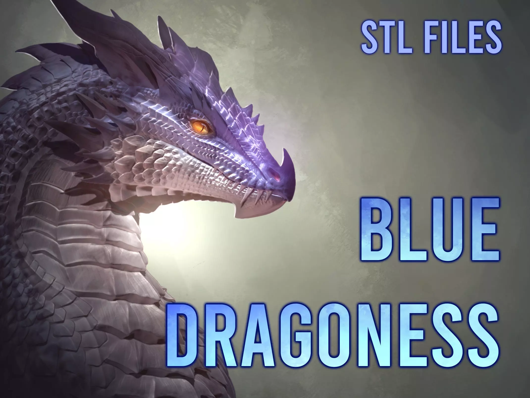 Blue Dragoness bust STL 3D print model_0