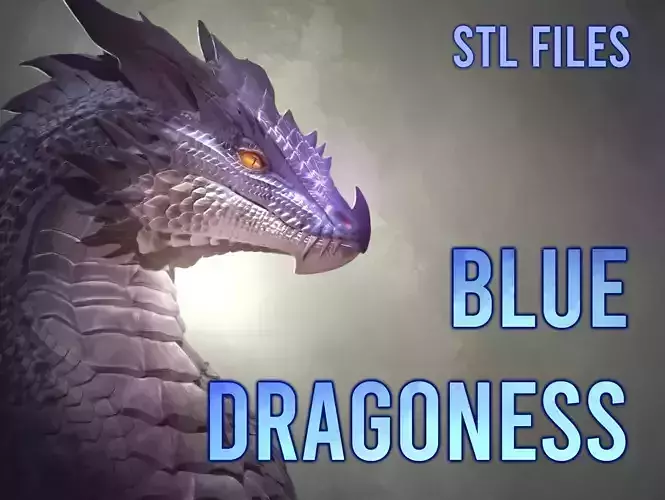 Blue Dragoness bust STL 3D print model