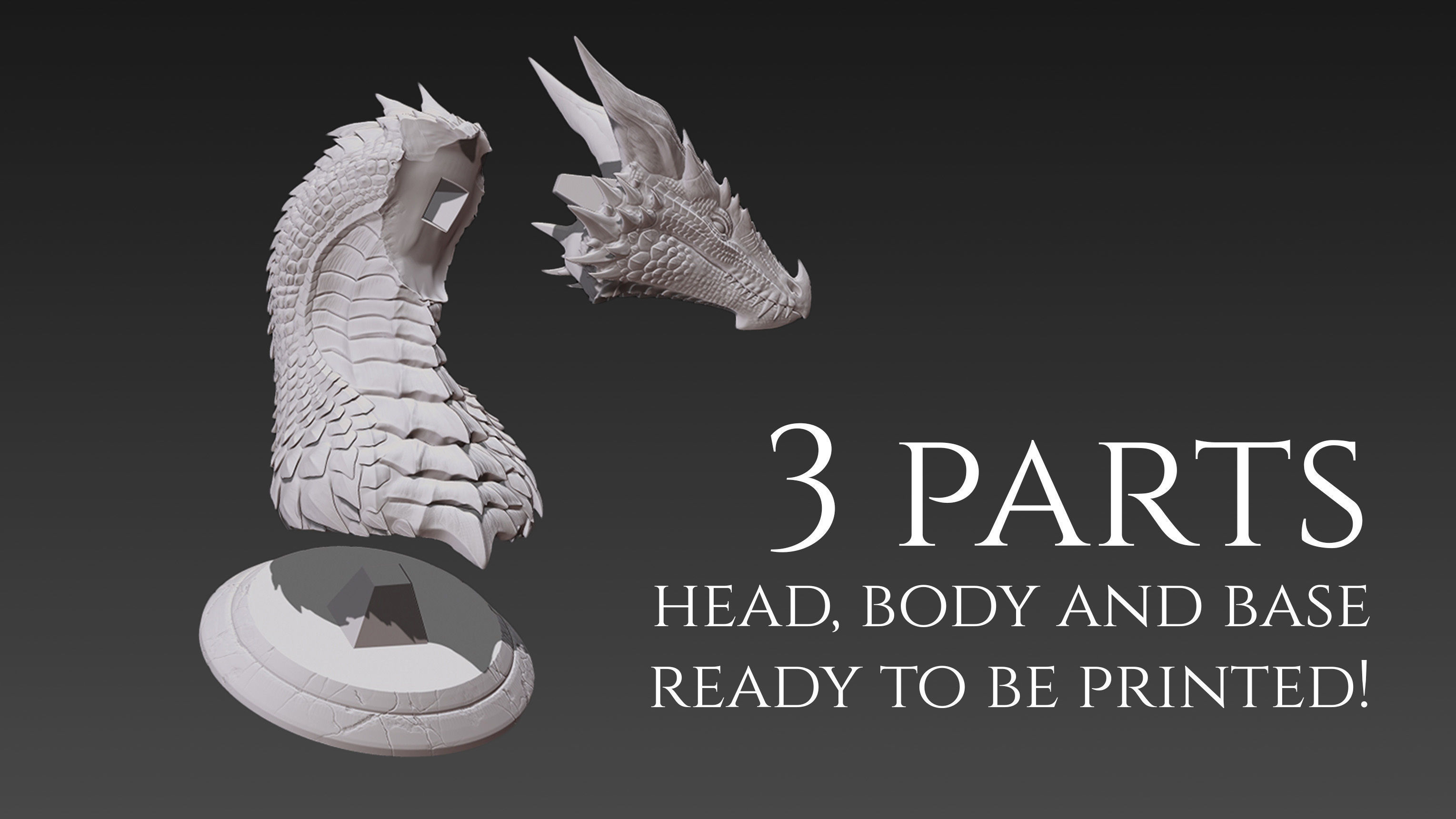Blue Dragoness bust STL 3D print model_1