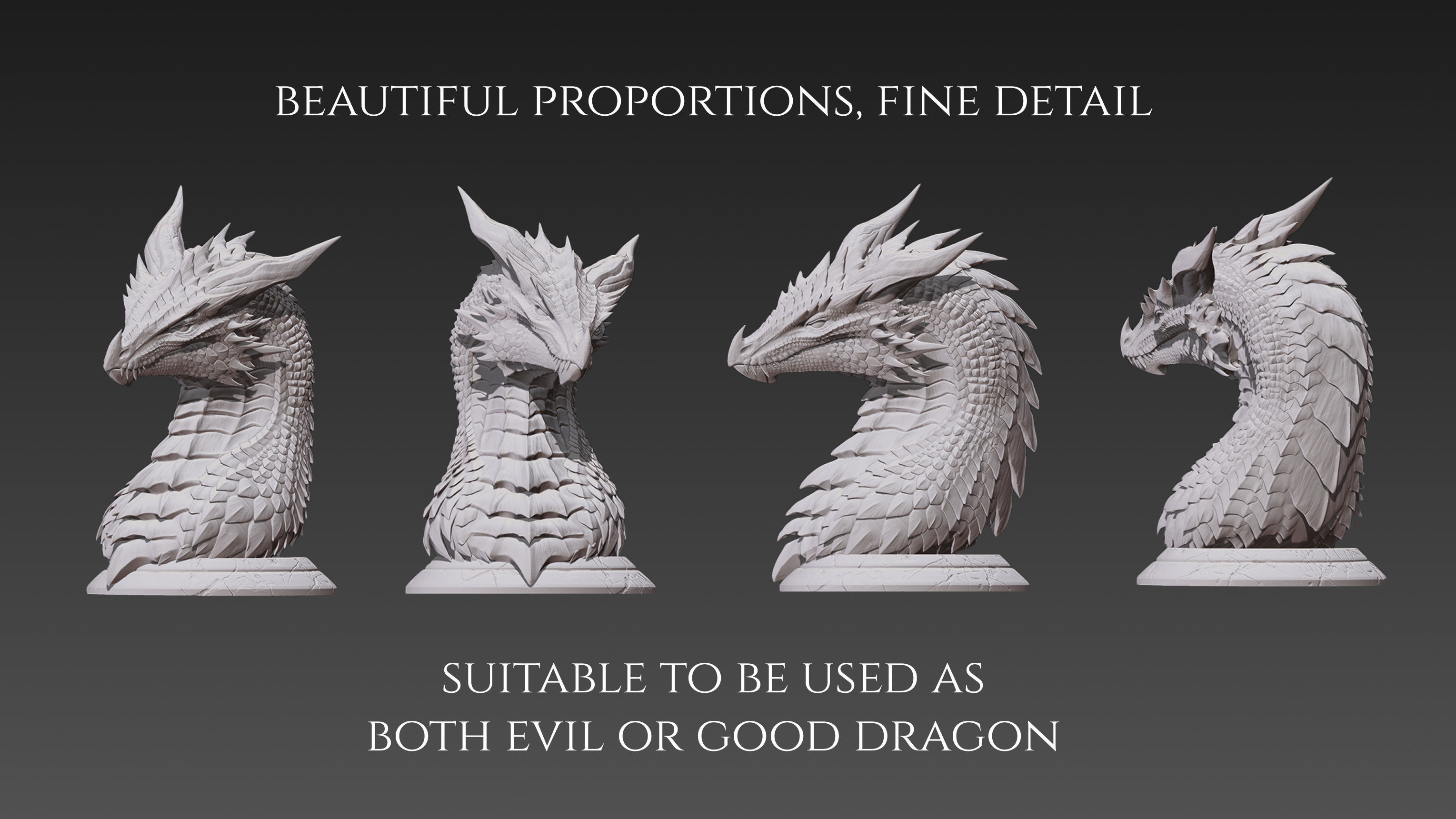 Blue Dragoness bust STL 3D print model_2