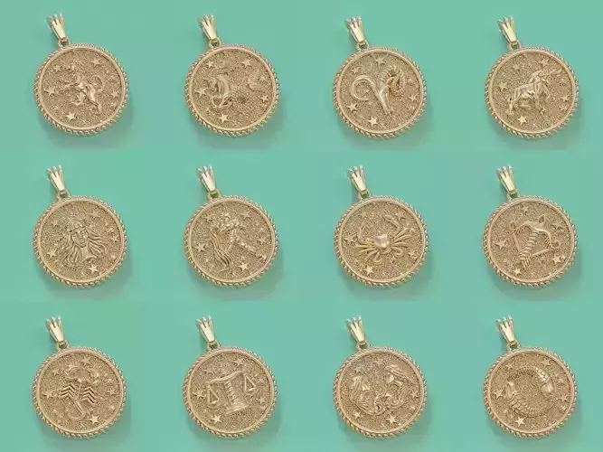 Zodiac Horoscope Pendants Set  3D Model Collection