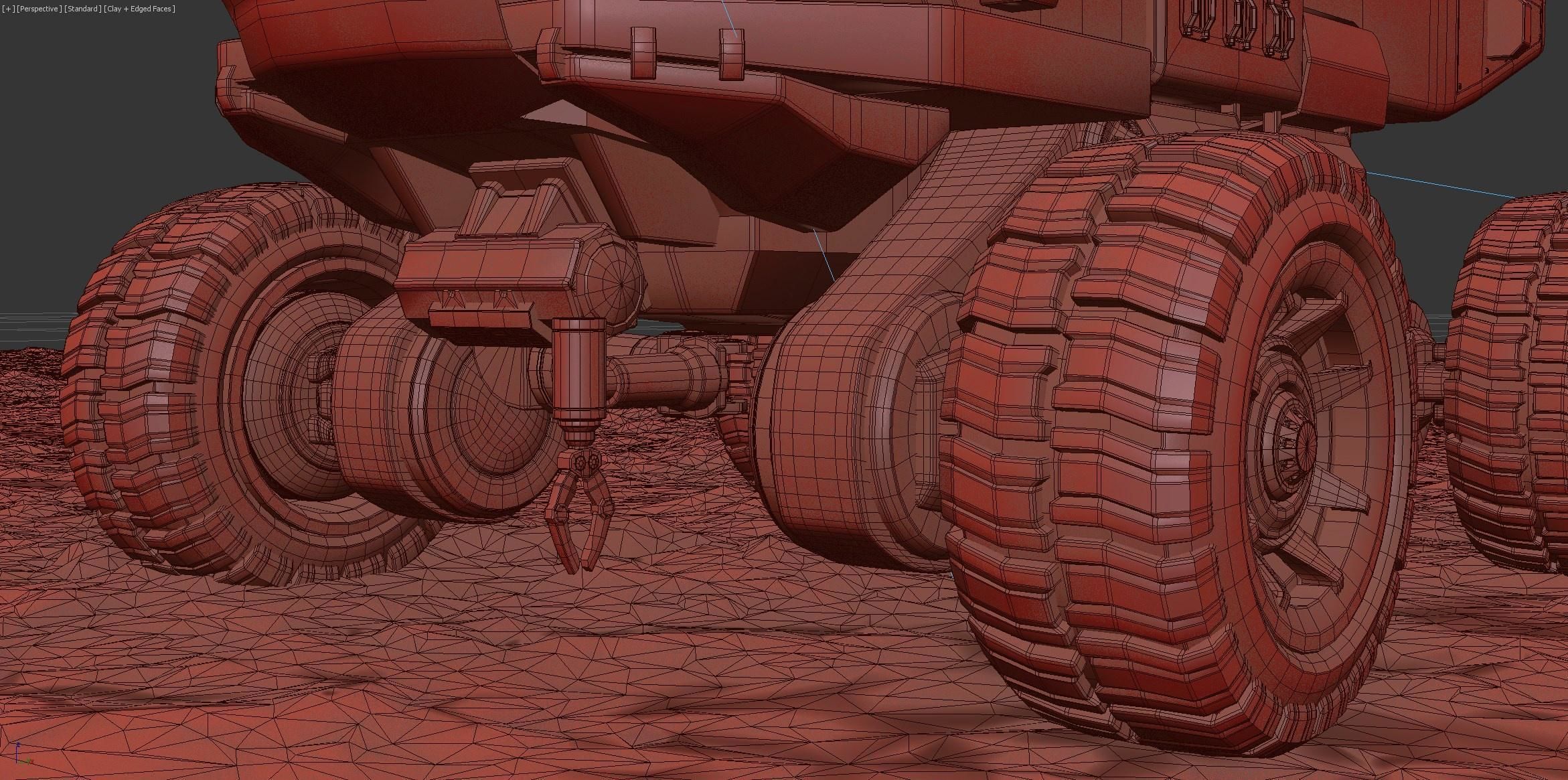 Mars cargo rover concept Low-poly 3D model_12