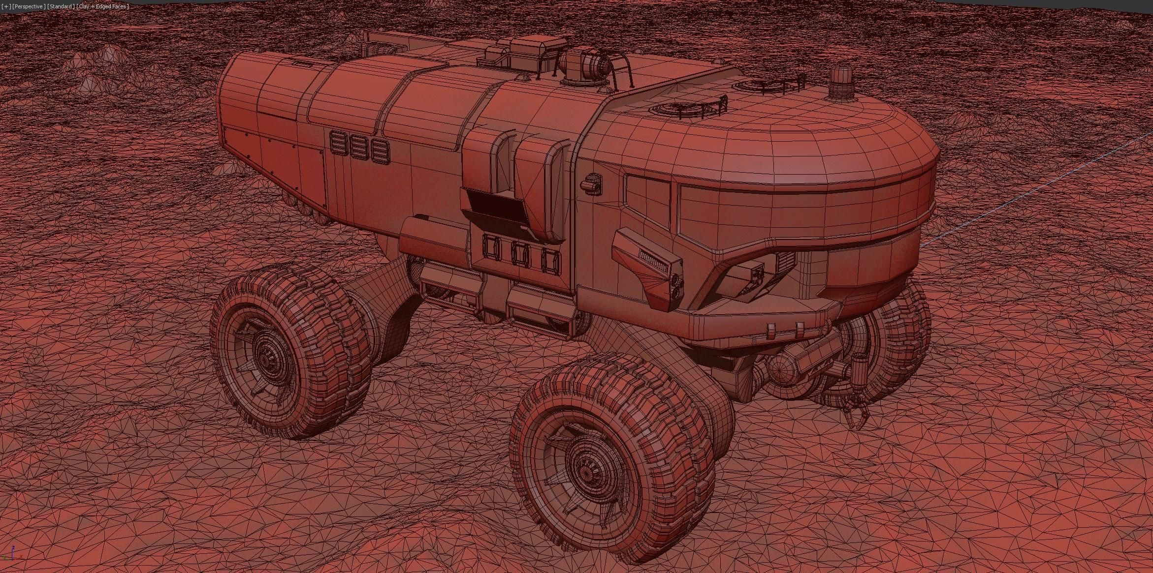 Mars cargo rover concept Low-poly 3D model_9