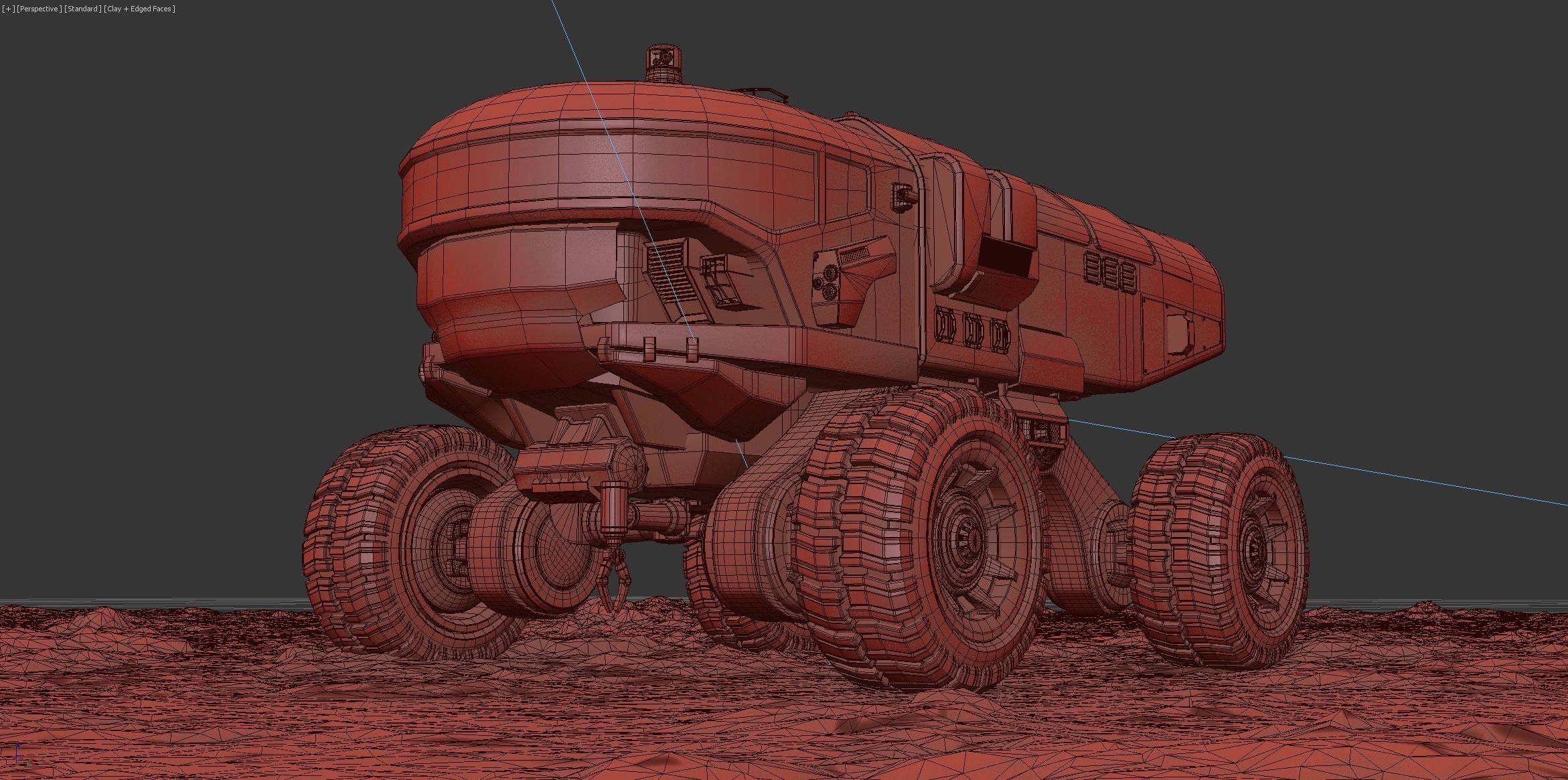 Mars cargo rover concept Low-poly 3D model_8
