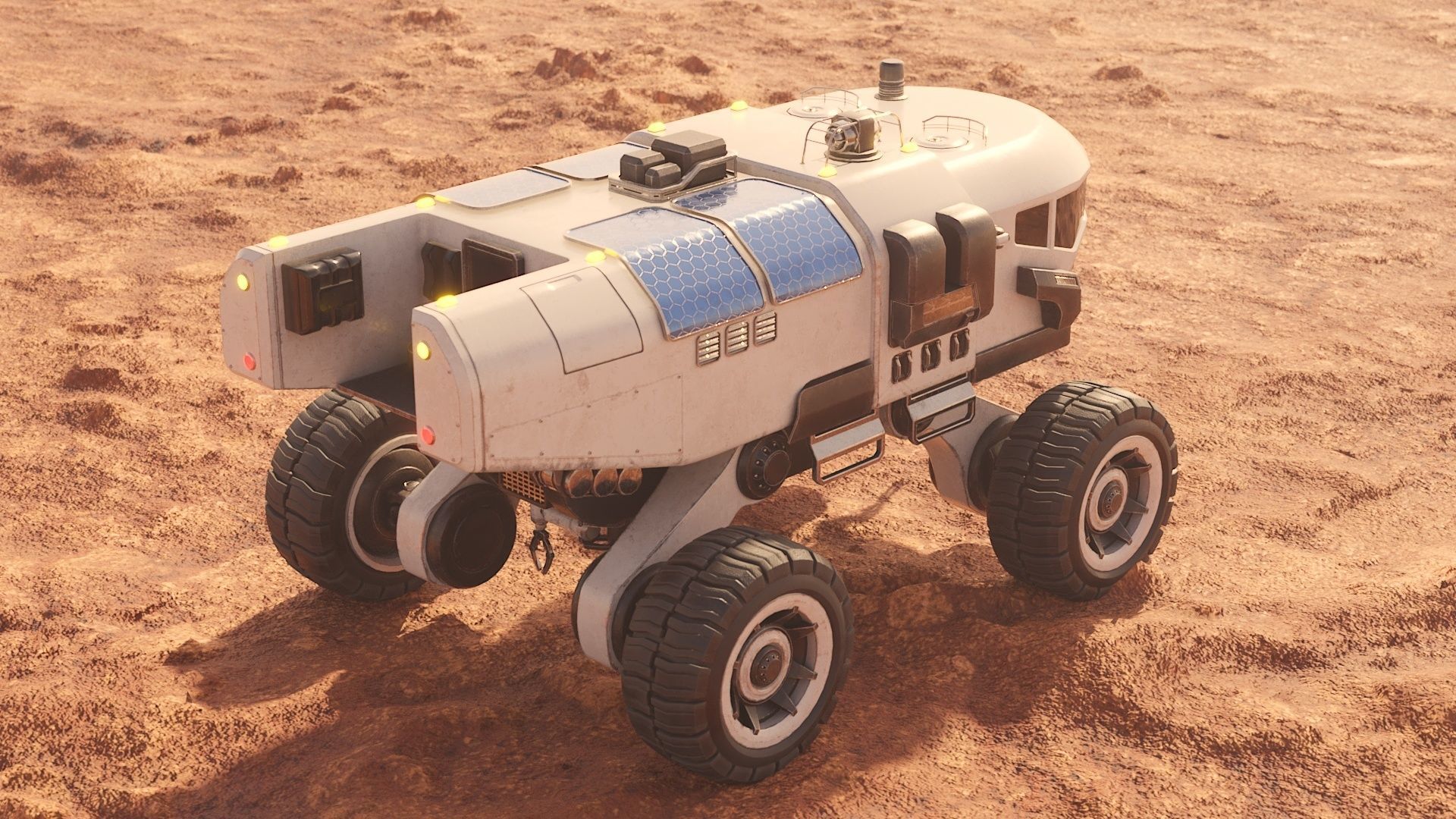 Mars cargo rover concept Low-poly 3D model_1