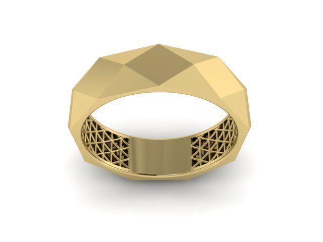 Facet ring design 3D print model_1