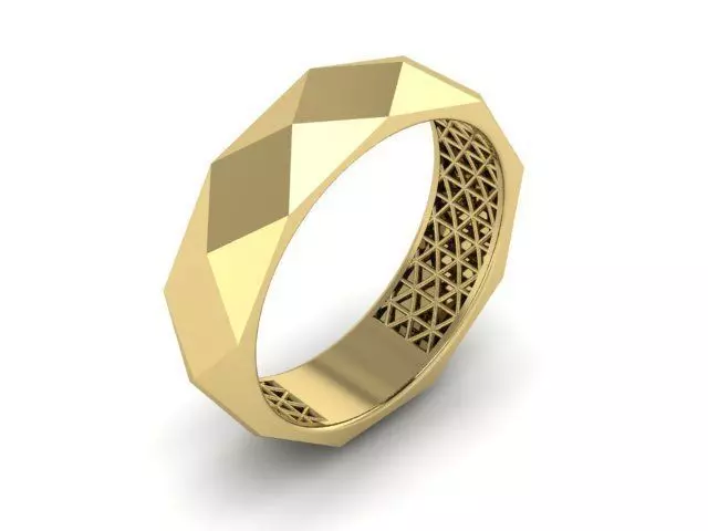 Facet ring design 3D print model_0