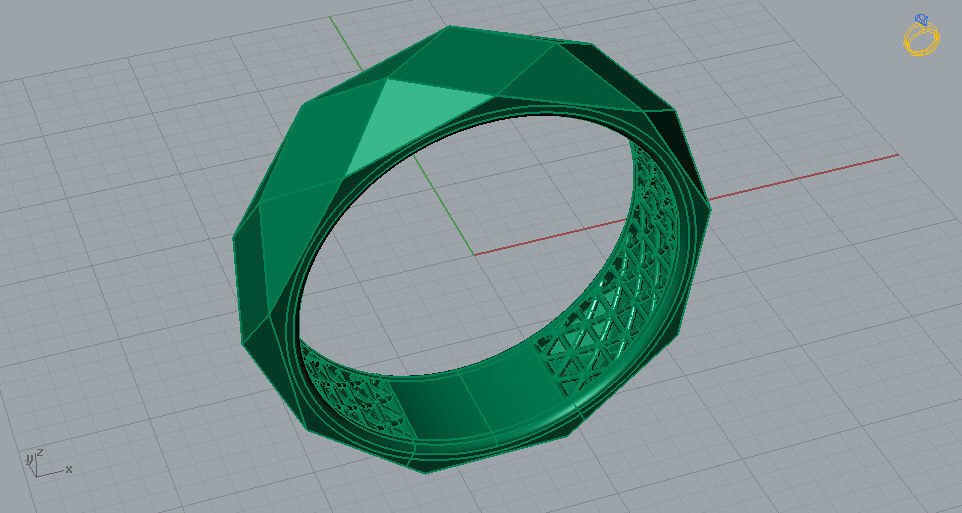 Facet ring design 3D print model_4
