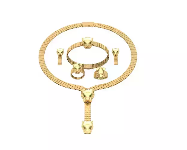 Golden tiger set Direct casting 3D model