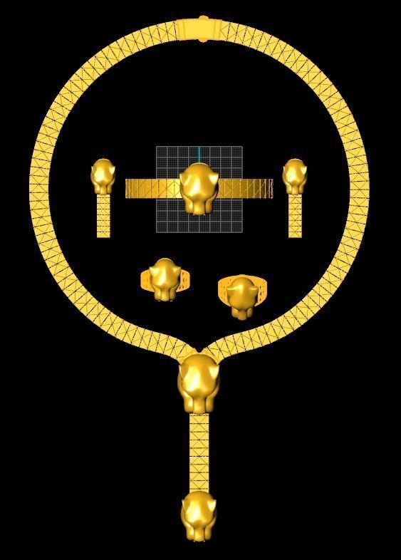 Golden tiger set Direct casting 3D model_2