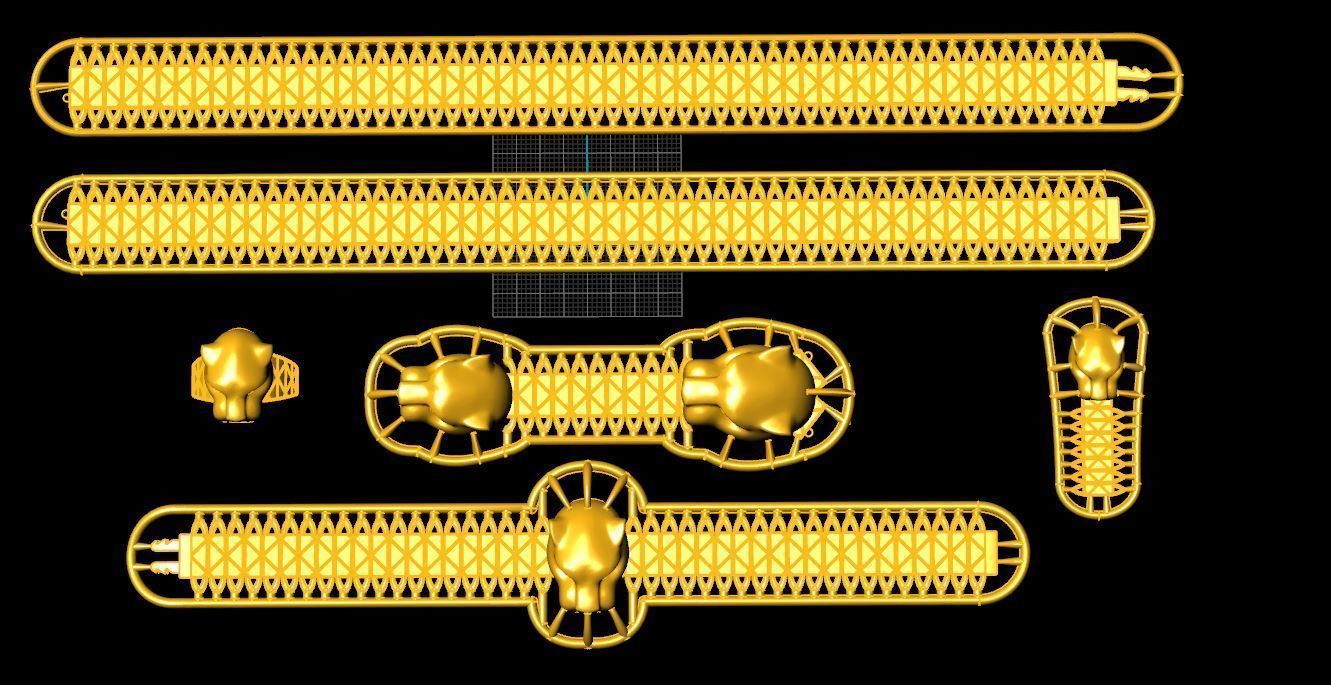 Golden tiger set Direct casting 3D model_8