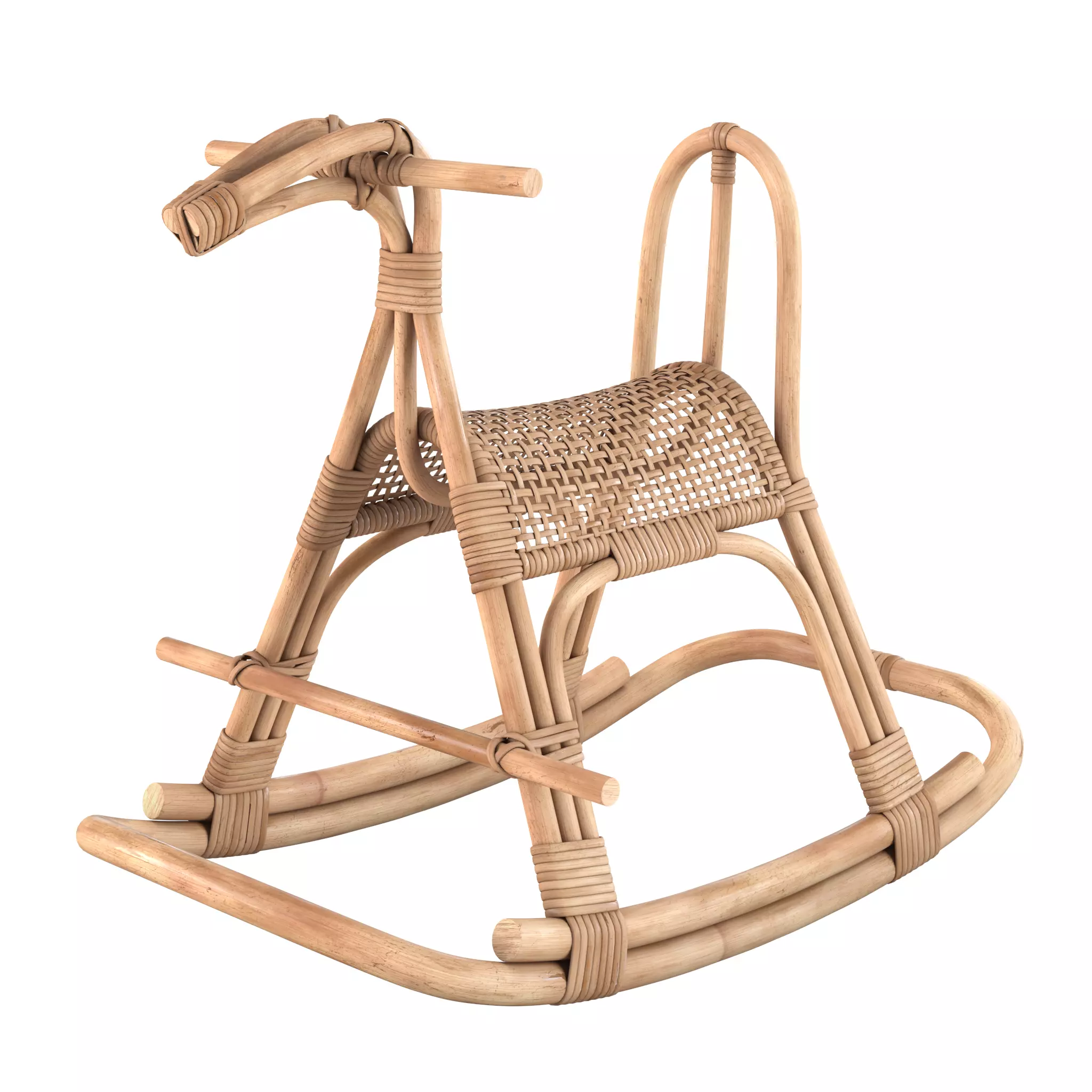 Childrens Rattan Rocking Horse 3D model_0