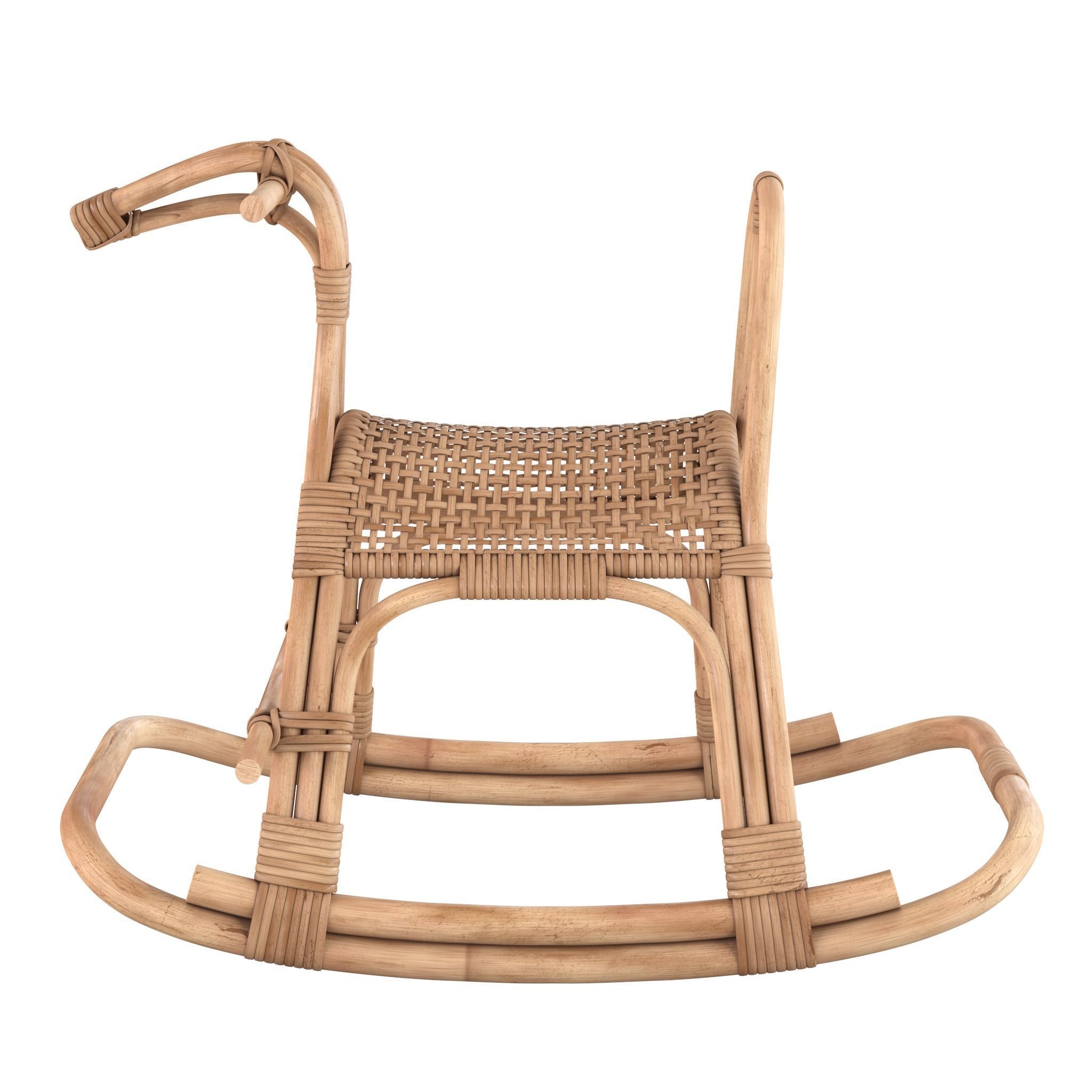Childrens Rattan Rocking Horse 3D model_1