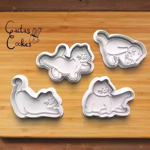 Yoga Cats Cookie Cutter Stl File for 3d Printer 0201 3D print model