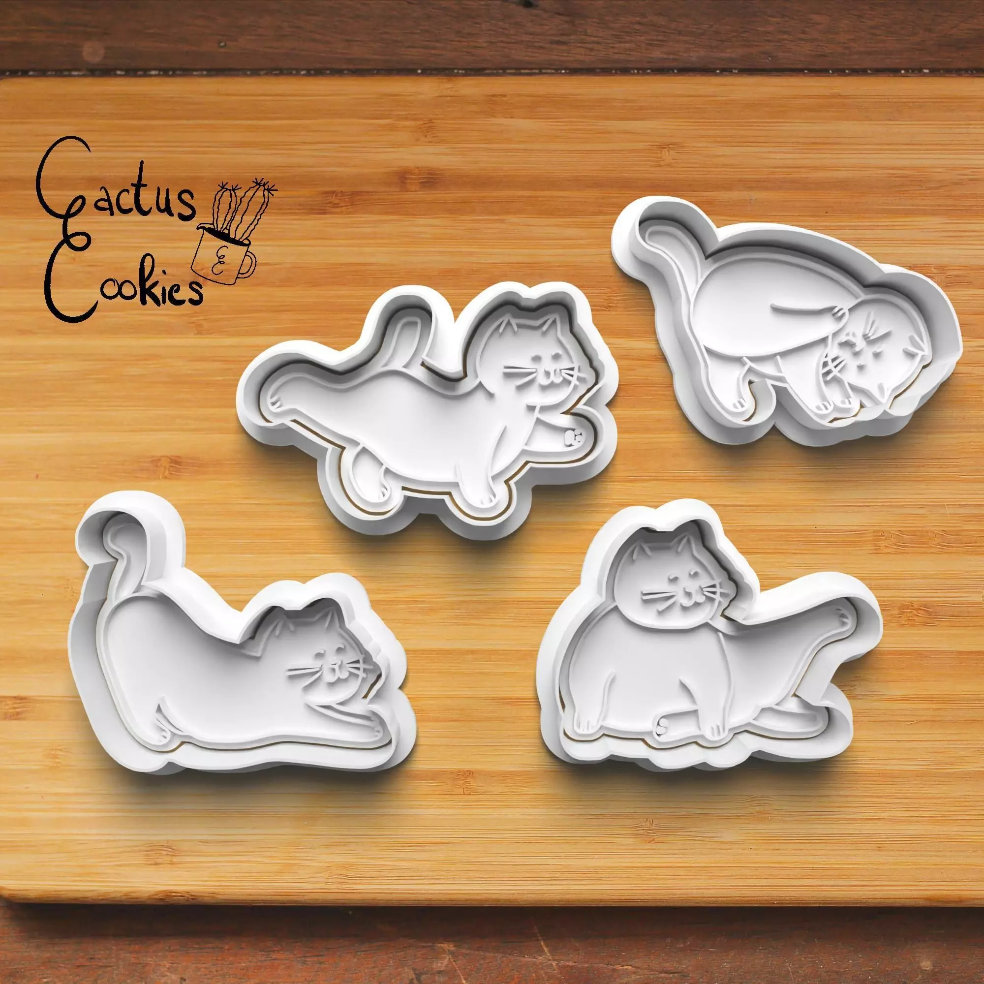 Yoga Cats Cookie Cutter Stl File for 3d Printer 0201 3D print model_0