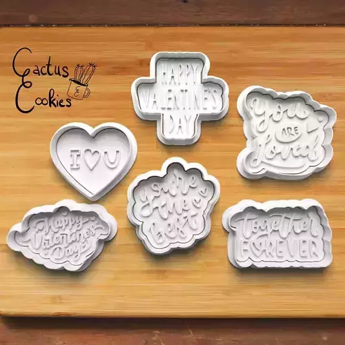 Valentine Slogan Cookie Cutter Stl File for 3d Printer 0253 3D print model