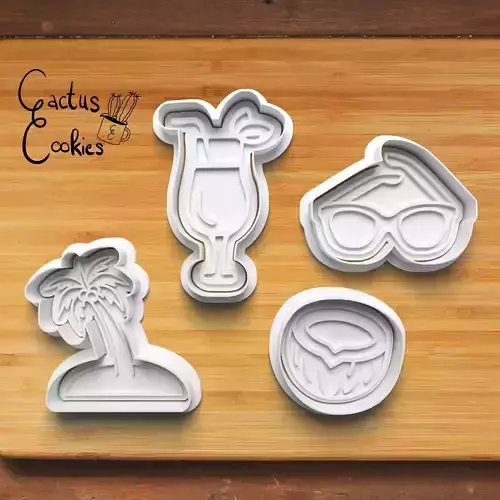 Tropical Holiday Cookie Cutter Stl File for 3d Printer 0299 3D print model