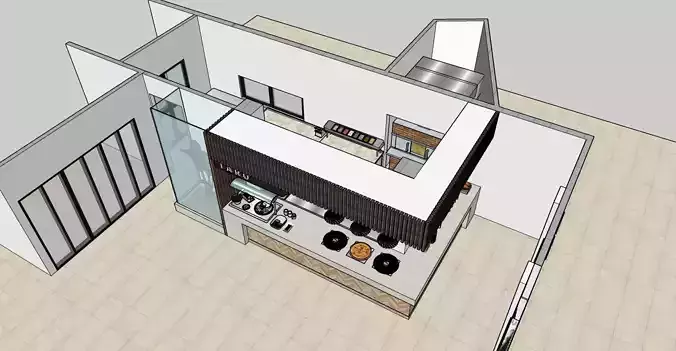 Modern Pizza Bar 3D model
