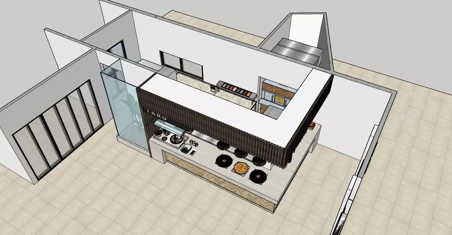 Modern Pizza Bar 3D model_0