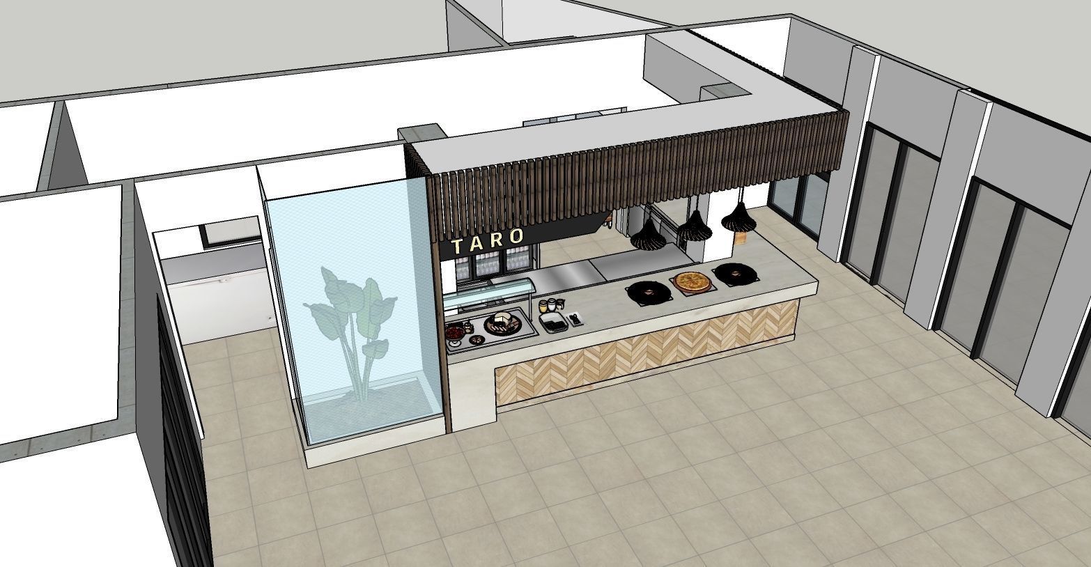 Modern Pizza Bar 3D model_1