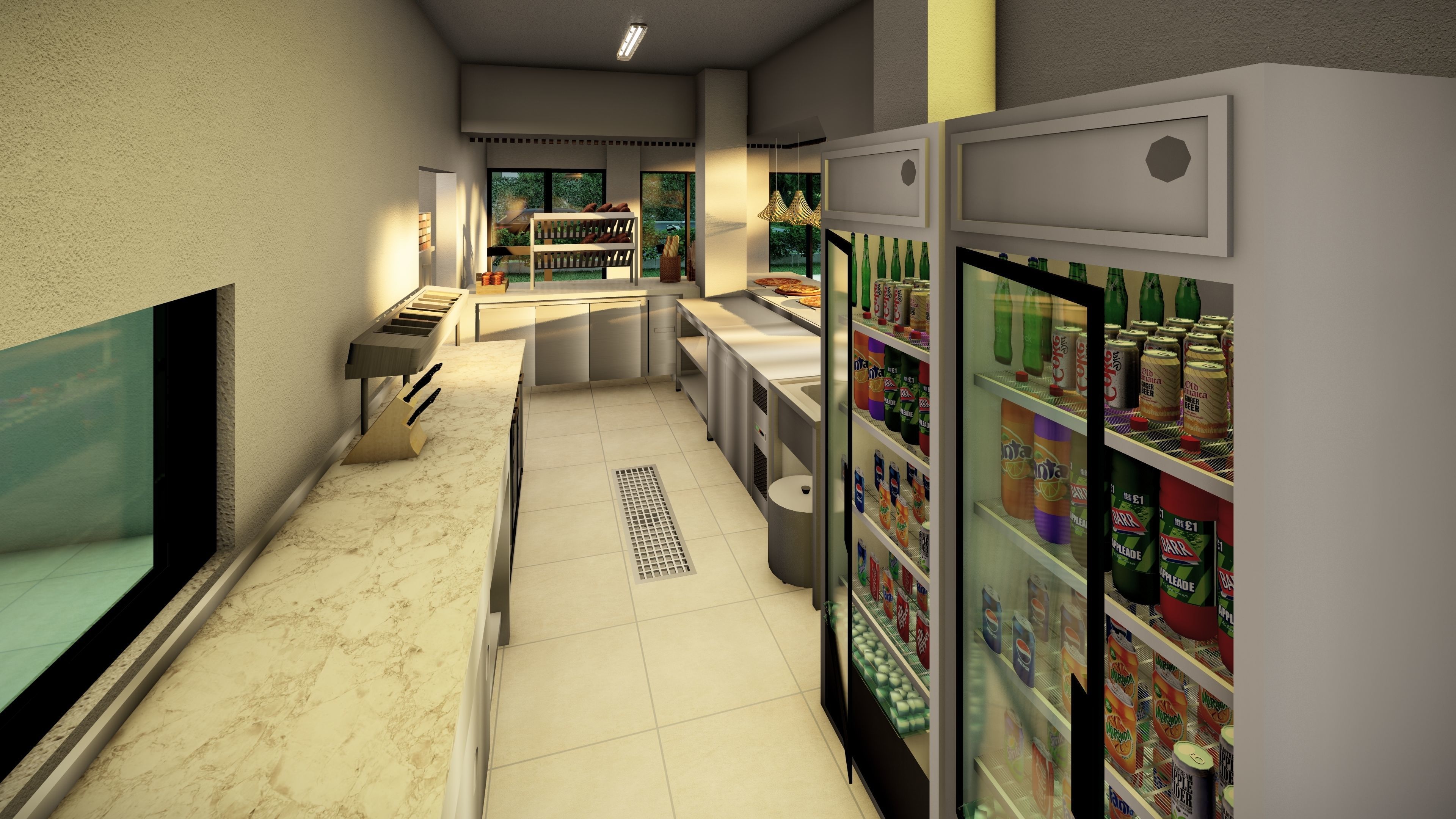 Modern Pizza Bar 3D model_3